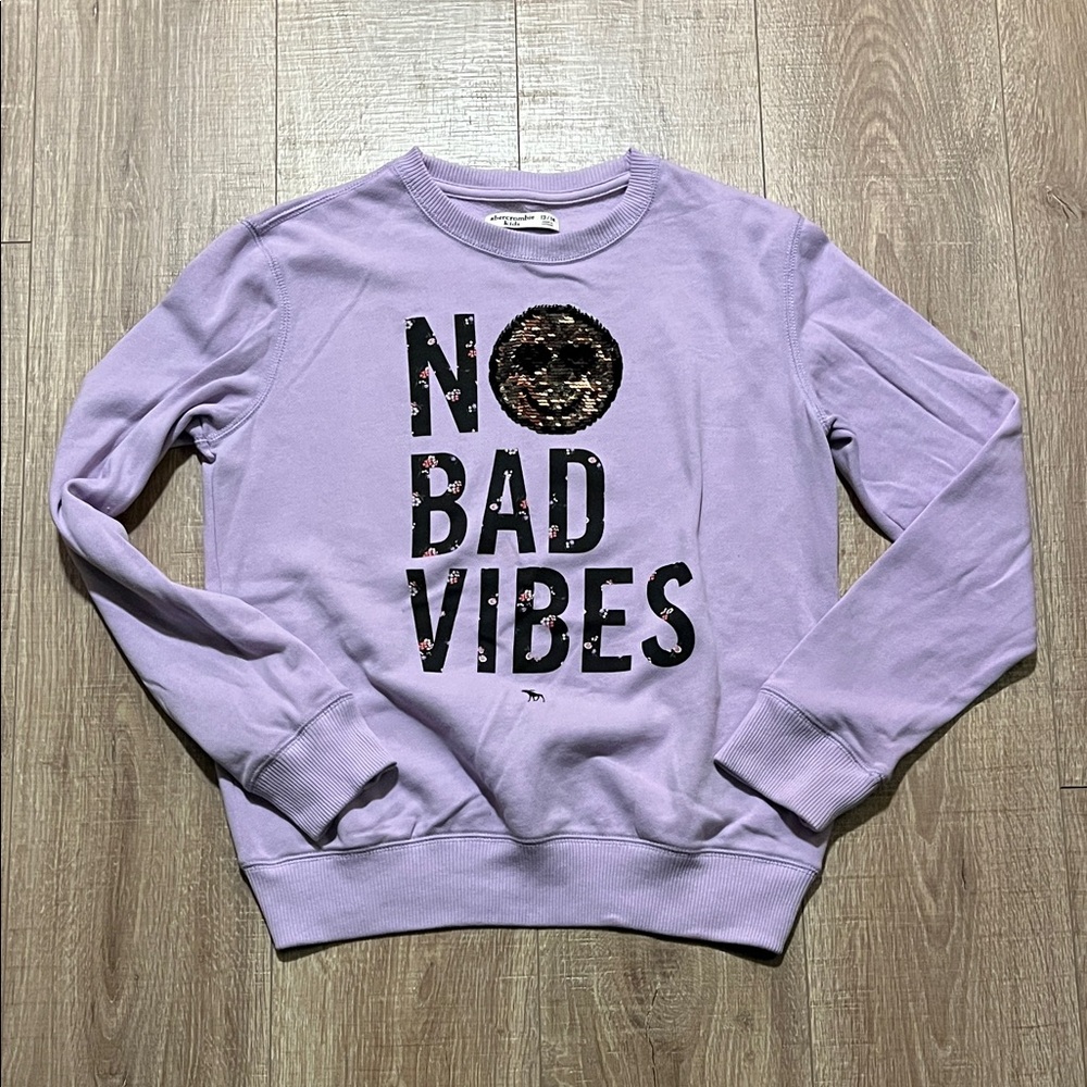 Abercrombie Kids Lavender Sequins Vibes Sweatshirt Size 13/14